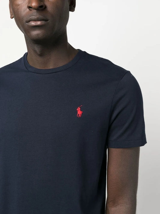 Custom Slim Fit Jersey Crewneck T-Shirt. Blue color
