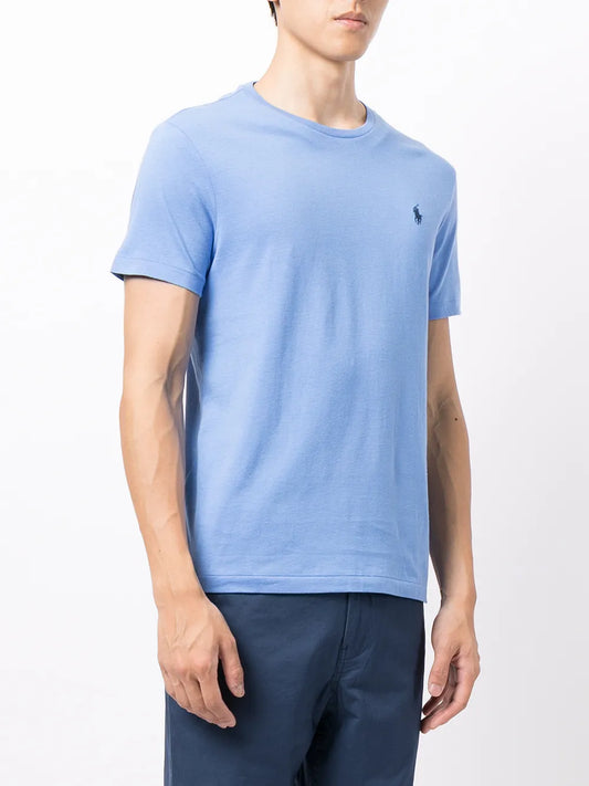 Custom Slim Fit Jersey Crewneck T-Shirt. Sky color