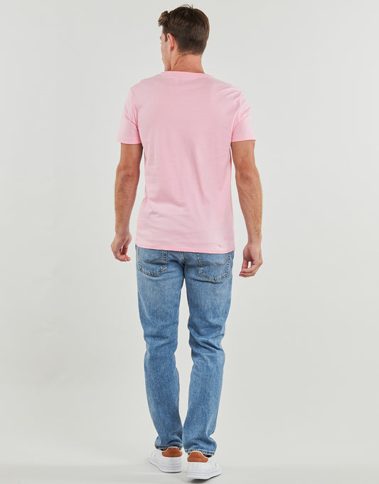Custom Slim Fit Jersey Crewneck T-Shirt. Pink color