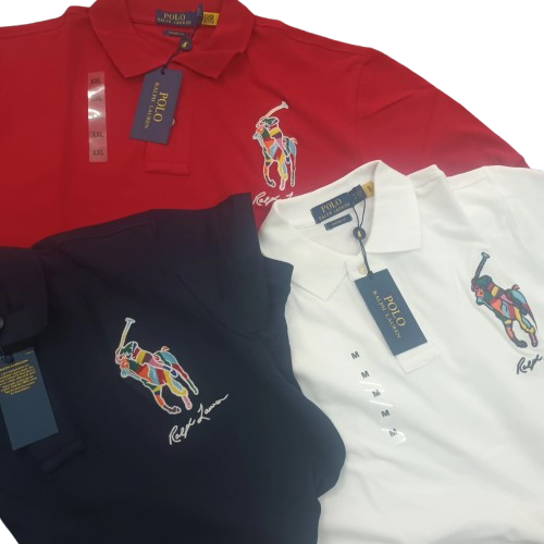 Designer  big pony rainbow logo tshirt Navy color